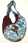 Shoulder bag purse in brown and pale blue floral print sparkly new no tags