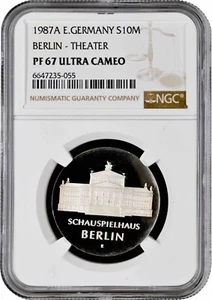 Germany - GDR 10 mark 1987, NGC PF67 UC, "Berlin, Theater" silver coin - Picture 1 of 2