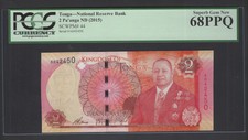 Tonga 2 Pa'anga ND(2015) P44 Uncirculated Graded 68