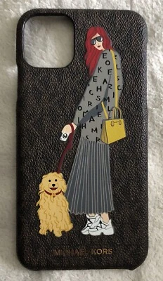MICHAEL KORS PVC Leather Phone Cover Case iPhone 11 Pro Girl’s Dog Brown Jet Set - Image 1 of 2