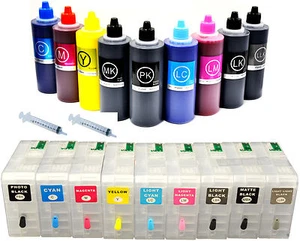 9x80ml Refillable Compatible Cartridge+9x100ml UltraChrom K3 ink for Stylus 3800 - Picture 1 of 3