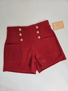New Mix Classic High Waisted Pull on Shorts Red Women's Size Small NEW - Picture 1 of 7