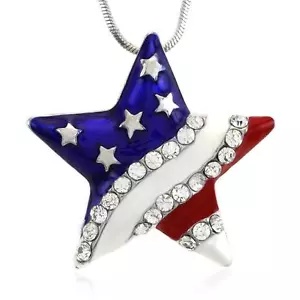 Celebración del Día de la Independencia 4 de Julio Bandera de Estados Unidos Americana Estrella Collar Colgante - Imagen 1 de 1