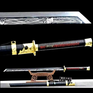 WUSHU Broadsword Glaive Sword Spring Steel Blade Tang Sword Sharp Edge Tiger Cas - Picture 1 of 10