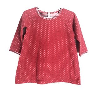 Hanna Andersson 70 6-12 Months Long Sleeve Shirt Red White Dot Pima Cotton Blend