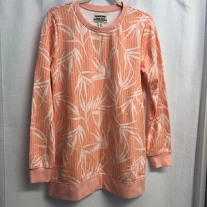 Lands End Serious Sweats Ladies Orange Leaf Print Sweatshirt. MT Coastal - Picture 1 of 9