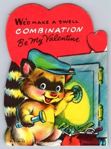 Valentinstag anthropomorpher Waschbär Einbrecher sicher USA Grußkarte #F-715-10 - Bild 1 von 2