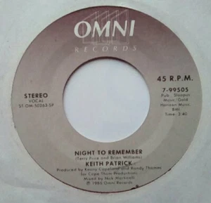 Northern Modern Boogie 80s Soul 7"-Keith Patrick-Night To Remember/Instrume-Omni - Foto 1 di 2