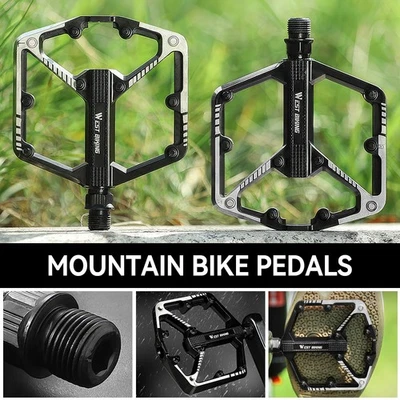 Pedais de bicicleta MTB bicicleta plataforma plana liga de alumínio rolamentos selados pedal 9/16" - Imagem 1 de 4