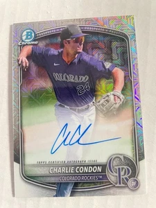 Autógrafos Bowman Chrome Charlie Condon RC 2025 Mojo Prospect #BMACC Rockies SSP - Imagen 1 de 2