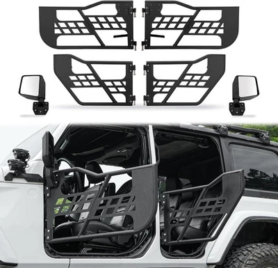 For 2018-24 Jeep Wrangler JL JLU&Gladiator JT Tubular Half Doors w/ Side Mirror  - Imagem 1 de 4