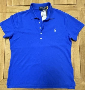 Genuine Ralph Lauren Womens Polo Shirt. Iris Blue. Size XL Slim Fit UK 16-18 NEW - Picture 1 of 8