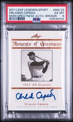 奥兰多 CEPEDA 签名 PSA 6 2011 Leaf Legends 青铜 /50 名堂流行 1 无更高 🔥 — 第 1/2 张图片