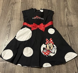 XS Girls Disney Parks Authentic Minnie Mouse Black & White Polka Dot Dress - Picture 1 of 3