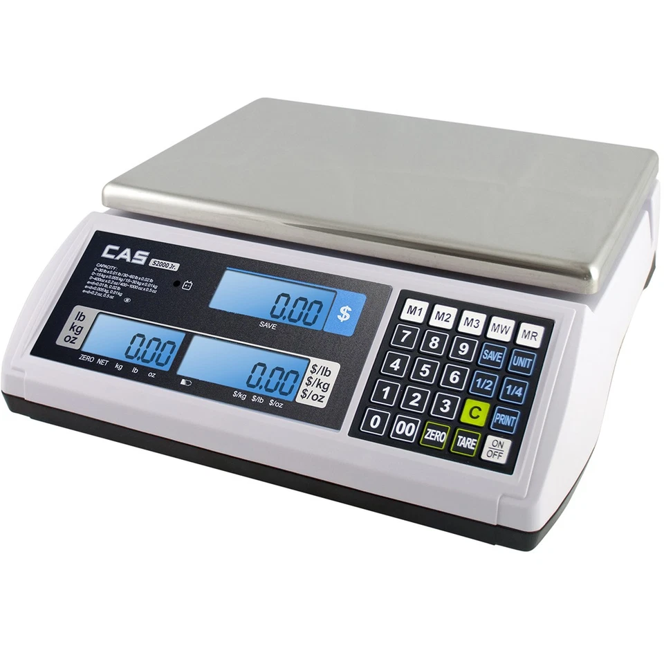 CAS S2JR60L, Price Computing Scale with LCD Display, 60lb x 0.02lb, NTEP - Image 1 of 1