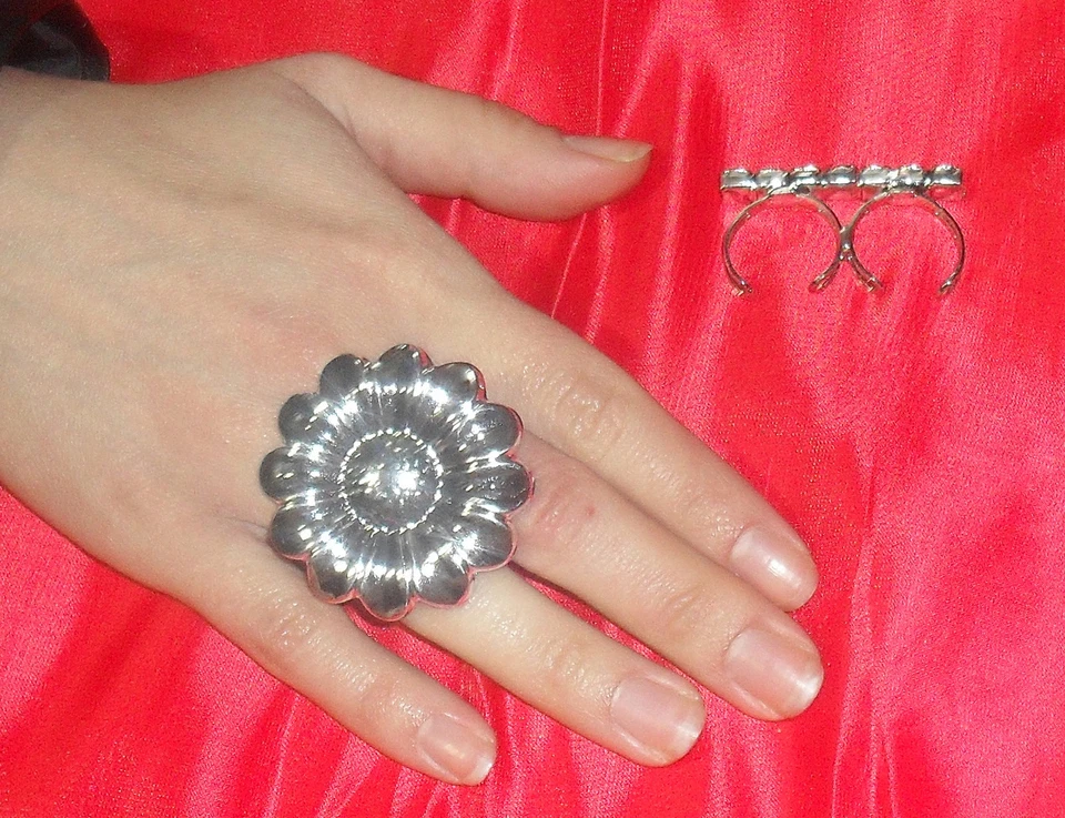 anello doppio dito MARGHERITA bagno argento bracelet ARGENTO made in italy - Immagine 1 di 1