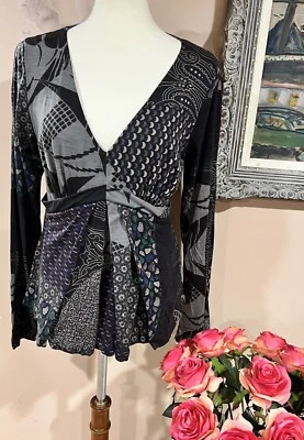 Blusa Tejida Cuello Bajo Retazos Manga Larga Mezcla Lana Etro Talla 48 Foto 1 de 4