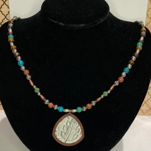 New Handmade Silver Copper Western Pendant Turquoise Native Custom Necklace 22” - Picture 1 of 6