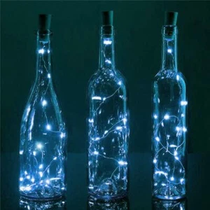 BULK PACK (3) 20 Cool White LED Cork Wine Bottle Fairy String Light Stopper, 40" - Picture 1 of 5