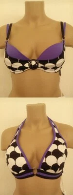 Bikini Oberteil Playa Grandi Sapph schwarz/weiß Bügel Neckholder Bademode Damen - Bild 1 von 4