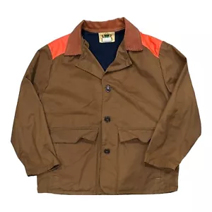 IDEAL Vintage 1983 Canvas Hunting Jacket Size XL Blaze Orange Tan USA Made READ - Picture 1 of 9