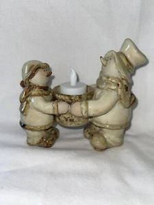 Ceramic Snowman Buddies Candle Holder Winter Holiday Decor - Picture 1 of 11
