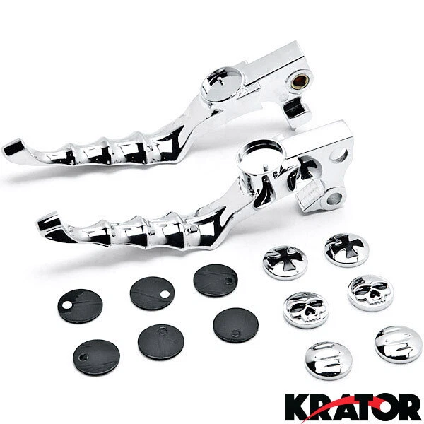 Skull Motorcycle Chrome Hand Levers Brake Clutch Controls Compatible with - Image 1 of 4