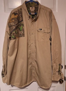 Mossy Oak Apparel Long Sleeve Shooter Shirt Mens Size 3XL Khaki Obsession Camo - Picture 1 of 8