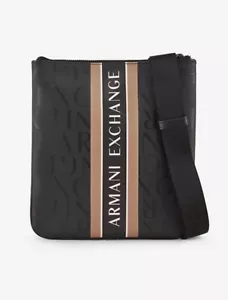 Bolso bandolera ARMANI EXCHANGE negro poliéster correa de nailon logotipo en contraste nuevo con etiquetas - Imagen 1 de 5