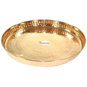 Best Pure Copper Hammered Dinner Set Thali Plate Serve & Dinnerware 12" in Dia - Picture 1 of 4