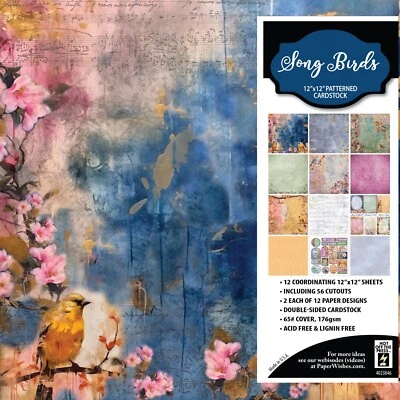 Birds 12x12 Patterned Cardstock Paper Scrapbook Vintage Craft Flowers - Image 1 of 2