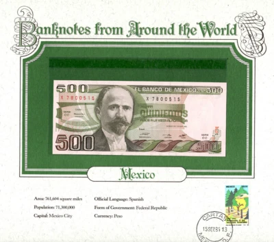 Billetes del Mundo México 1982 500 Pesos 1982 P-75b UNC serie CC X7800515 Foto 1 de 2