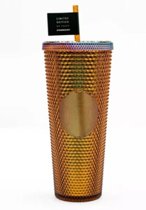 Limited Edition Starbucks 2021 50th Anniversary Gold Tumbler 24 oz. Cold Cup - Foto 1 di 10