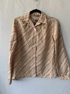 Blusa Floral Crema Tapetas Vintage Años 70 Talla S - Imagen 1 de 8