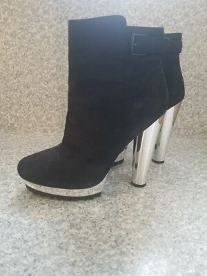 Botín de cuero Pour La Victoire negro plateado talla 10 Foto 1 de 4