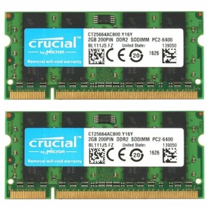 4GB 2x 2GB Kit Dell Latitude D531N D620 D630 D630N D631 D631N D820 D830 Memory - Picture 1 of 9