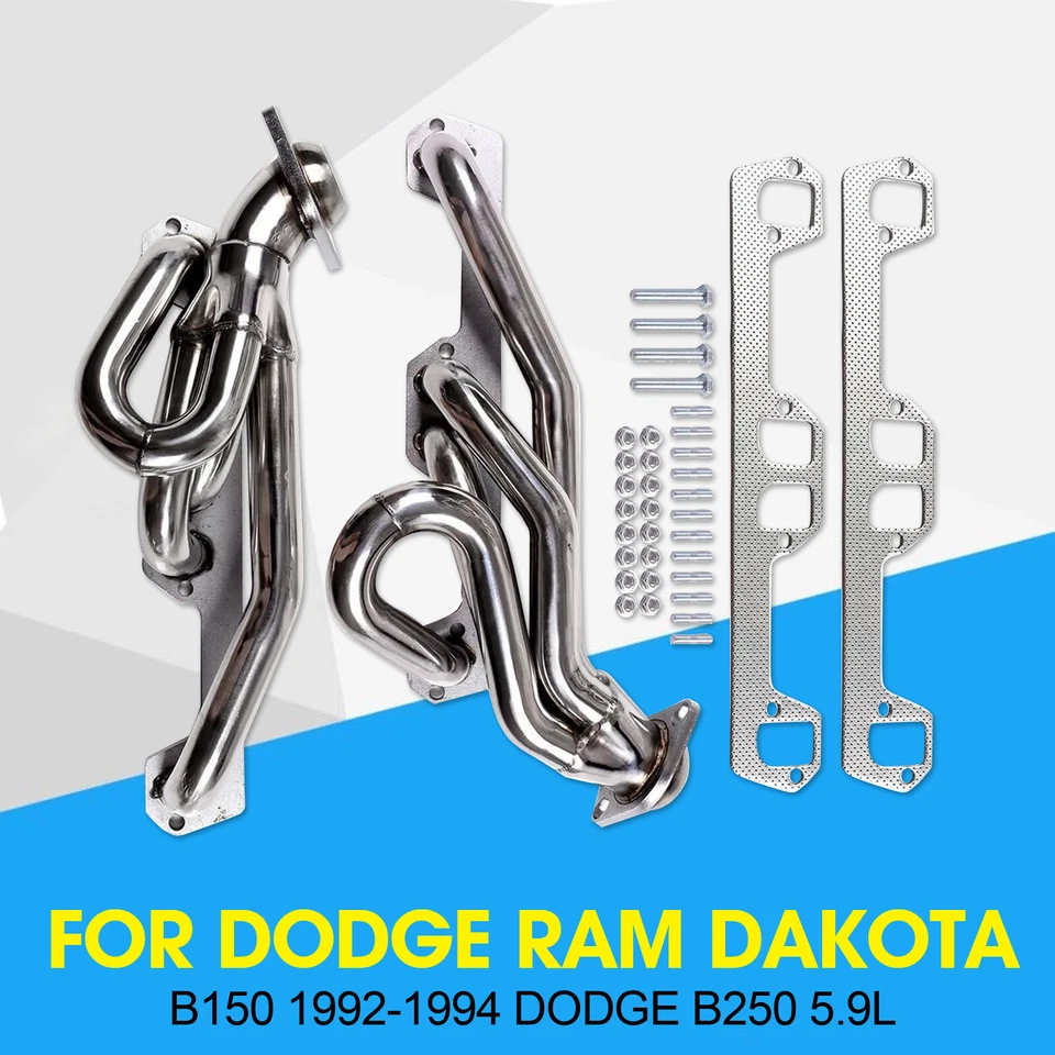 Stainless Exhaust Header For Dodge Ram Dakota B150 1992-1994 Dodge B250 5.9LLV - Image 1 of 4