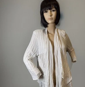 🇺🇸Carole Little Top Women 16 Ivory Stripe Print Kimono Topper Made In USA READ - Picture 1 of 19