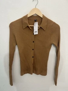 Uniqlo Extra Fine Merino Ribbed Polo Cardigan - Picture 1 of 2