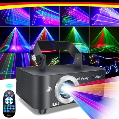 Animierte RGB 3D Laser Projektor Bühnenlicht DIY DMX Disco Party Licht DE - Bild 1 von 4
