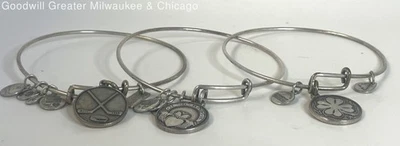 Pulseiras amuleto ajustáveis tom prata designer Alex and Ani, 32,3 g - Imagem 1 de 3