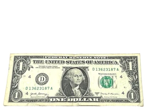 U.S. 2017A, $1.00 FEDERAL RESERVE NOTE, Extra Fine, S/N D 13623187 A (#529) - Picture 1 of 2