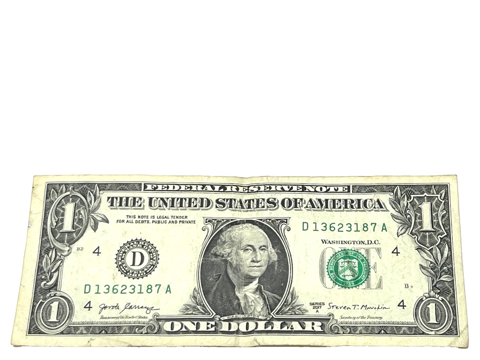 U.S. 2017A, $1.00 FEDERAL RESERVE NOTE, Extra Fine, S/N D 13623187 A (#529) - Image 1 of 2