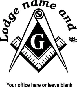Masonic Emblem Lodge name and number 10 inches tall Mason WHITE Vinyl Decal - Bild 1 von 2