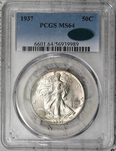 Medio dólar Walking Liberty 1937-P graduación profesional MS64 CAC ¡Guau! #ECO6 - Imagen 1 de 3