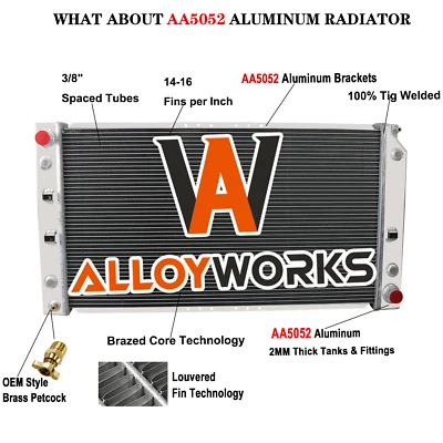 4 Row Radiator For 1994 95 1996 CHEVROLET IMPALA CAPRICE CADILLAC FLEETWOOD 5.7L - Imagem 1 de 4