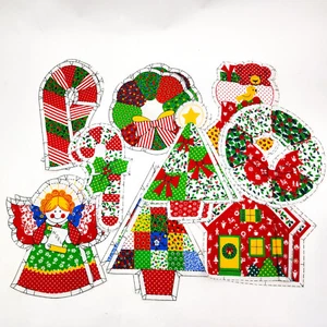 Vintage Cut Sew Christmas Ornaments Fabric Angel Candy cane Wreath Tree 18 pc c - Picture 1 of 8
