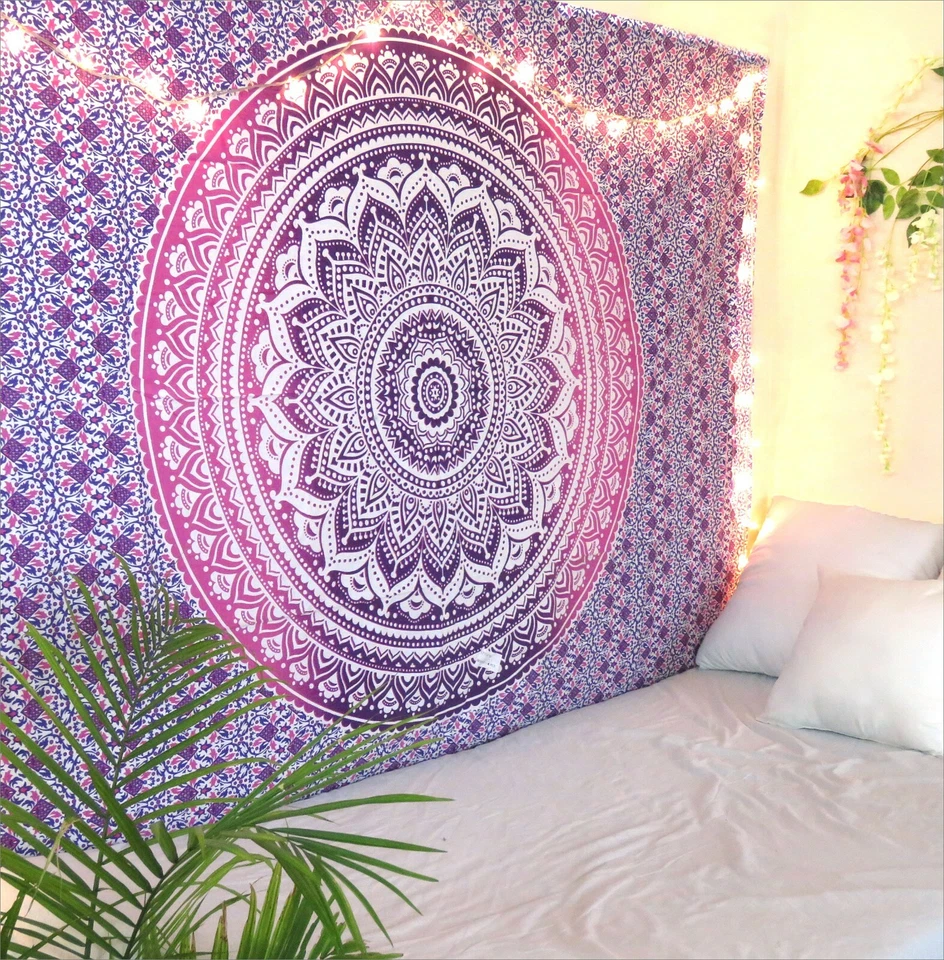 Tapiz Mandala Colgante de Pared Boho Algodón Póster Doble Reina Tapiz Decoración del Hogar Foto 1 de 1