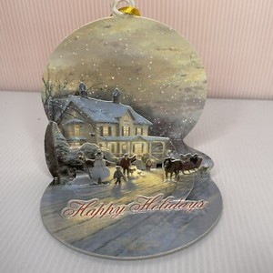 8 boxed Thomas Kinkade Pop up HOLIDAY CARDS snow globe house scene 2004