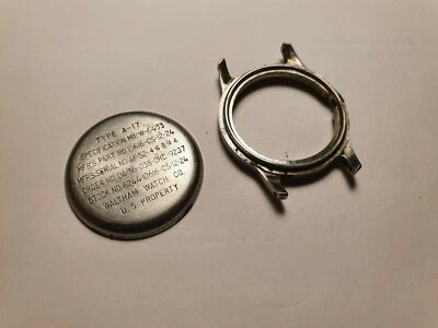 Vintage Korean War Waltham 1950's Military A-17 watch CASE ONLY mid and  back - Image 1 of 4